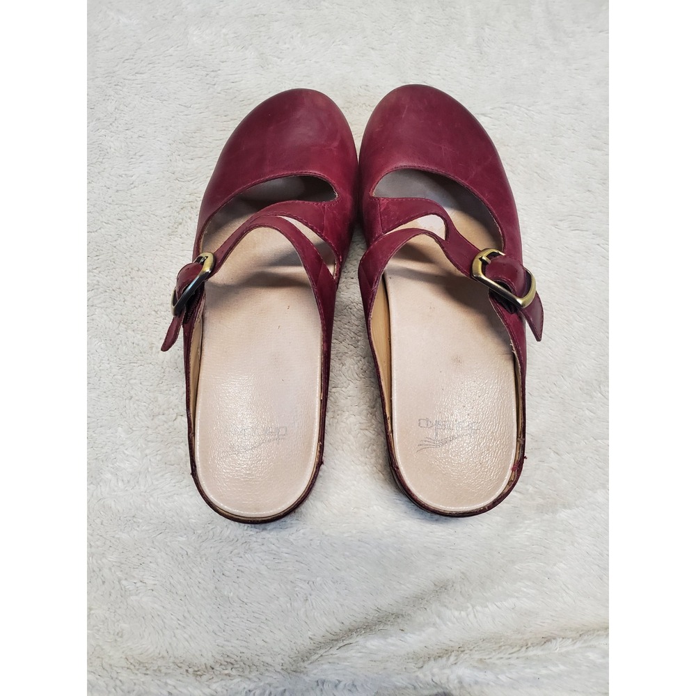 Dansko Burgundy Red Leather Mary Jane Mules Shoes 38 Women 7.5 Classic Capsule - Picture 9 of 9